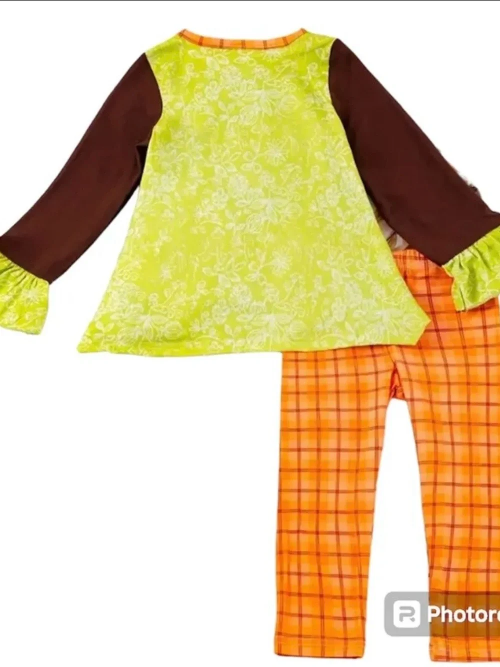 New Boutique Girls 2Pc Tunic Gingham Pants Fall Halloween Thanksgiving Outfit 2T